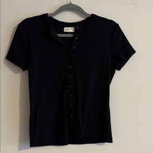 Universal Thread Black Henley short sleeve Top